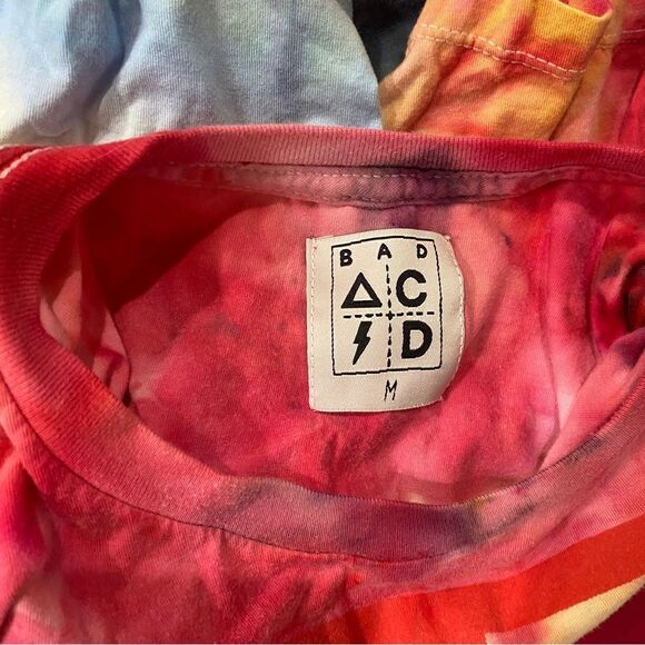 BAD ACID Upcycled TIE DYE Rainbow CREWNECK unisex short sleeved Tee sz MEDUIM - Picture 6 of 10